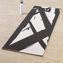 Tapete De Yoga Abstrato de linha de arte branca e negra