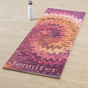 Tapete De Yoga Abstrato feminino Rodovia Roxo e Nome Laranja