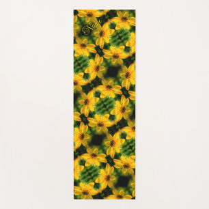 Tapete De Yoga Abstrato Floral de Girassol Personalizado