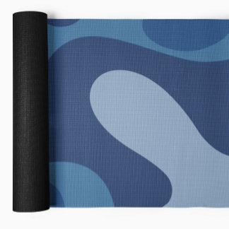 Tapete De Yoga Abstrato fluido forma ioga azul