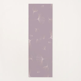 Tapete De Yoga Abstrato Ginkgo Biloba Rosa Botânica Dourado