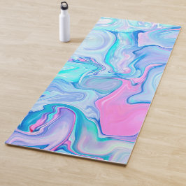 Tapete De Yoga Abstrato Marble Acrylic Oil Paint Trabalho de arte