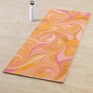 Tapete De Yoga Abstrato Marble Swirl Art em amarelo