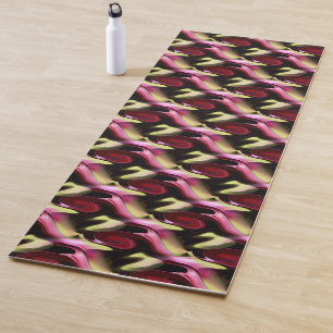 Tapete De Yoga Abstrato Maroon E Design de Formas Amarelas