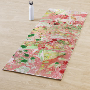 Tapete De Yoga Abstrato Modelo cor-de-rosa verde amarelo-rosa com