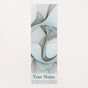Tapete De Yoga Abstrato Modern Turquoise Brown Dourado Elegance