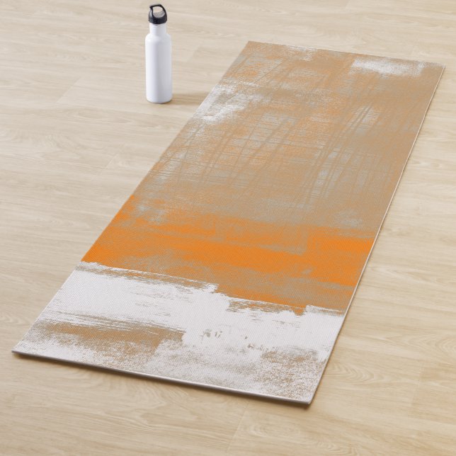 Tapete De Yoga Abstrato moderna arte estilo laranja cinza branca (In Situ)