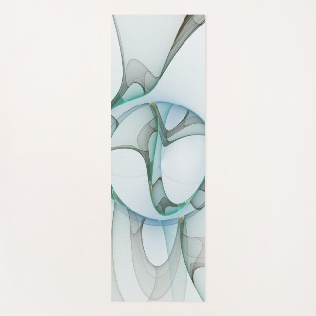 Tapete De Yoga Abstrato moderna Cinza azul-turquesa (Frente)