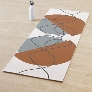 Tapete De Yoga Abstrato moderno Terracotta e Cinzas - Dançarina