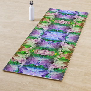 Tapete De Yoga Abstrato Multipla Flor de Hibiscus