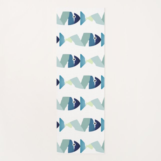 Tapete De Yoga Abstrato Natação Azul (Frente)