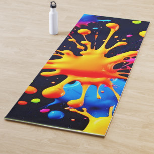 Tapete De Yoga Abstrato Neon Paint Splash Trabalho de arte