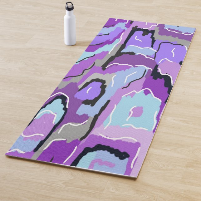 Tapete De Yoga Abstrato púrpura com azul e preto (In Situ)