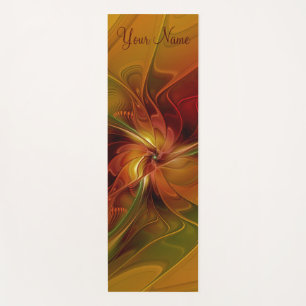 Tapete De Yoga Abstrato Red Orange Green Flower Name