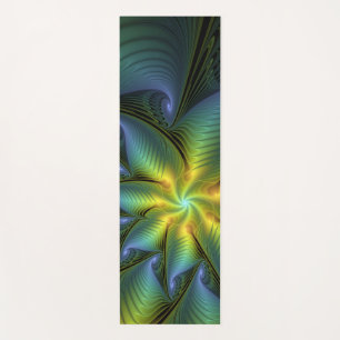 Tapete De Yoga Abstrato Star, Ouro Verde brilhante Arte Fractal