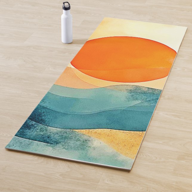 Tapete De Yoga Abstrato Sunset Waves Art (In Situ)