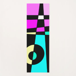 Tapete De Yoga Abstrato Surfing Turquoise Hot Pink Amarelo Amarel