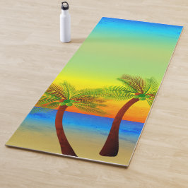 Tapete De Yoga Abstrato Tropical Life Palm Trepa do Mar