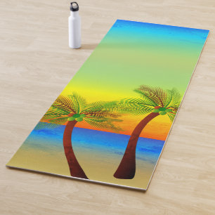 Tapete De Yoga Abstrato Tropical Life Palm Tres
