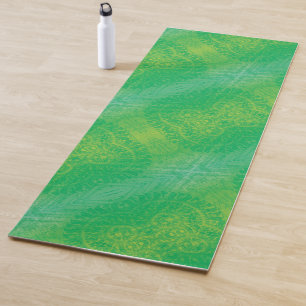 Tapete De Yoga Aceitação   Medalhões de Boho Azul Amarelo