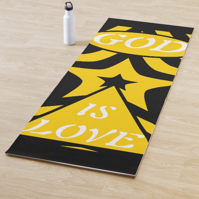 Tapete De Yoga Achempong God Is Love Star Cyber Yellow & Black  (In Situ)