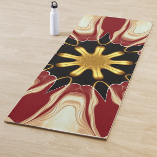 Tapete De Yoga Achempong: Starburst Luxo Carmesim e Dourado