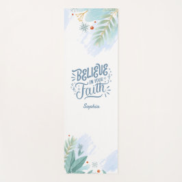 Tapete De Yoga Acredite na sua Fé Inverno Vibes Bíblia Verso