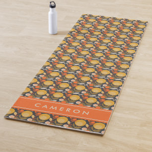 Tapete De Yoga Adicione seu teste padrão floral retro clássic