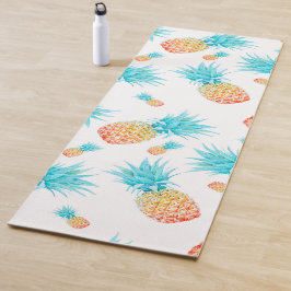 Tapete De Yoga Adorável Padrão de Abacaxi de Fruta Tropical de Aq