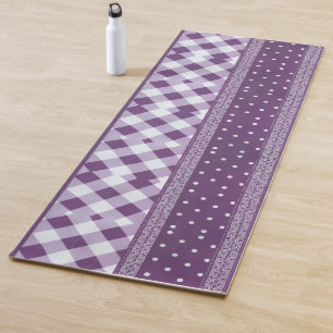 Tapete De Yoga Adorável padrão sem costura de Damask Purple Check