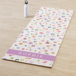 Tapete De Yoga Água Colorida Floral em Flor Personalizada