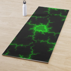 Tapete De Yoga Alien Green Lightning Strikes in Pitch Black
