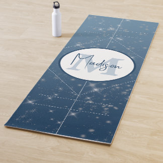Tapete De Yoga Alinhamento Personalizado do Ombre Azul do Monogra
