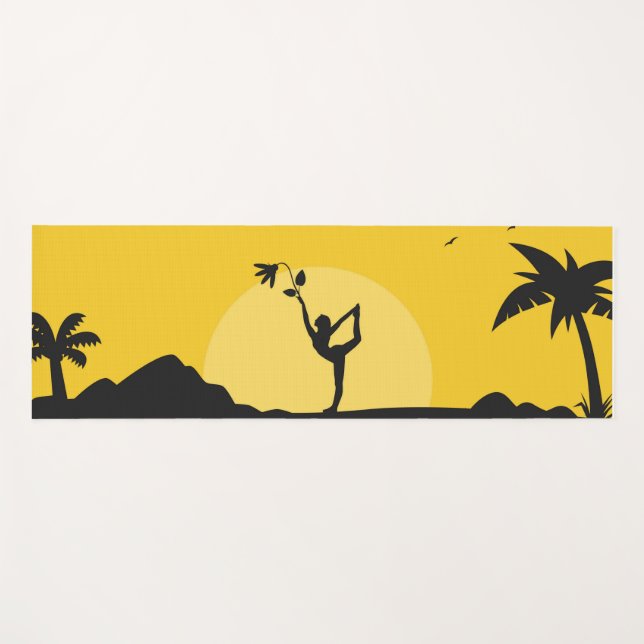 Tapete de Yoga Alongamento Pôr do Sol na Praia (Frente (Horizontal))