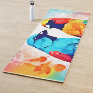 Tapete De Yoga Amantes de Aves Tropicais