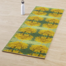 Amarelo sunshine Marigold Floral Yoga Mat