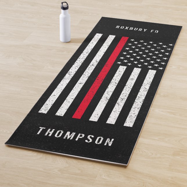 Tapete De Yoga American Flag Thin Red Line - Nome com Dificuldade (In Situ)