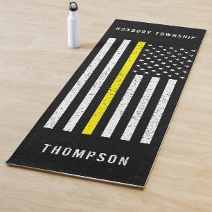 Tapete De Yoga American Flag Thin Yellow Line - Nome Com Dificuld