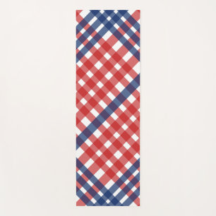 Tapete De Yoga Americana de Xadrez vermelha, branca e azul Gingha