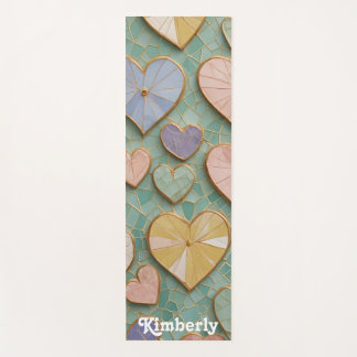 Tapete De Yoga Amor Mosaico: Corações Pastel