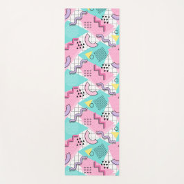 Tapete De Yoga anos 80 Memphis Turquoise Rosa Ativa