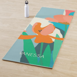 Tapete De Yoga Apricot Tulipas Artísticas Modernas de Cores Perso