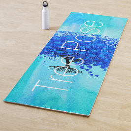 Tapete De Yoga Aqua Blue Tree Pose Watercolor Abstrato