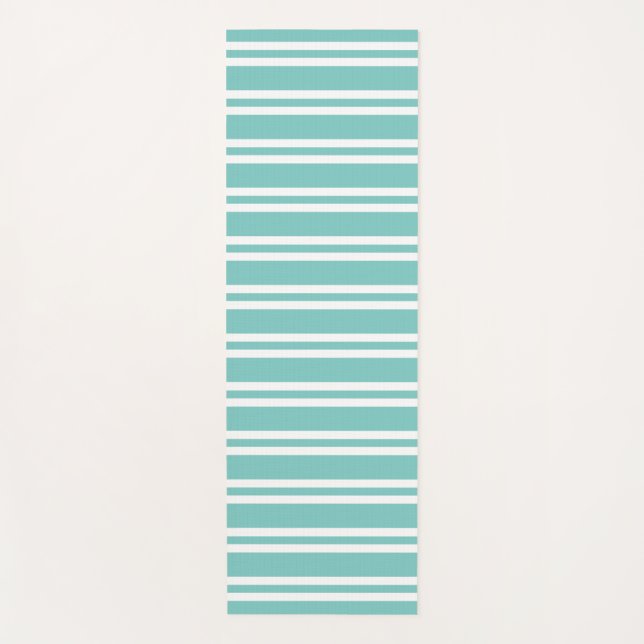Tapete De Yoga Aqua Verde e Branco Strike (Frente)