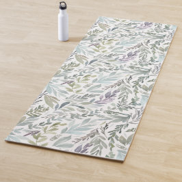 Tapete De Yoga Aquarela Botânica Verde Azul