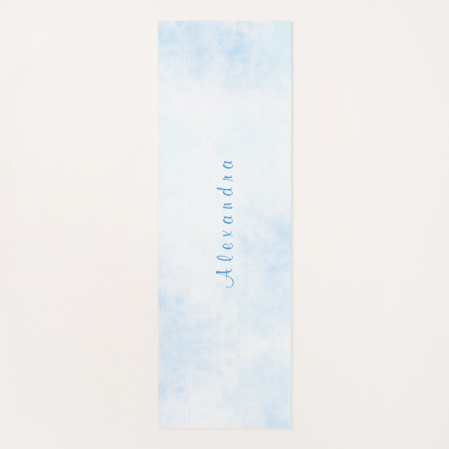 Tapete De Yoga Aquarelas Azul Céu Personalizado (Frente)