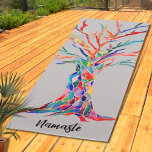 Tapete De Yoga Arco-Íris Árvore Colorido<br><div class="desc">Este tapete de ioga de cor clara é decorado com um mosaico em cores do arco-íris num fundo de cinza. Diz Namaste, mas é facilmente personalizável. O mosaico original ©️ Michele Davies.</div>
