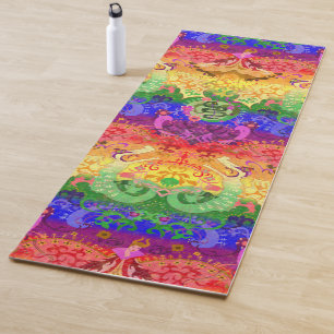 Tapete De Yoga Arco-Íris Dragão Damask - Orgulho gay Flag Color