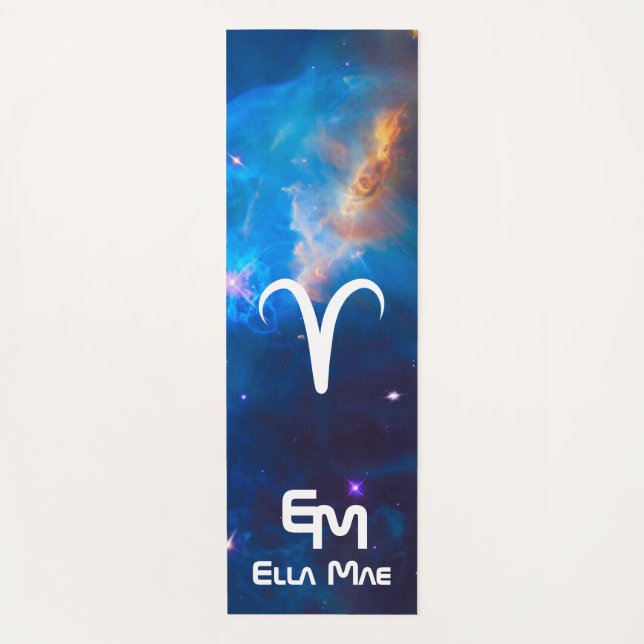 Tapete De Yoga Aries Personalizados Zodiac Blue Yoga Mat (Frente)