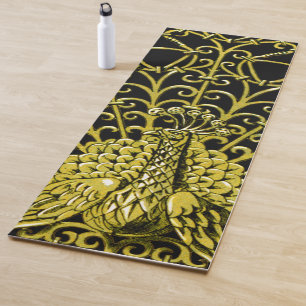 Tapete De Yoga Art Nouveau Dourado Peacock
